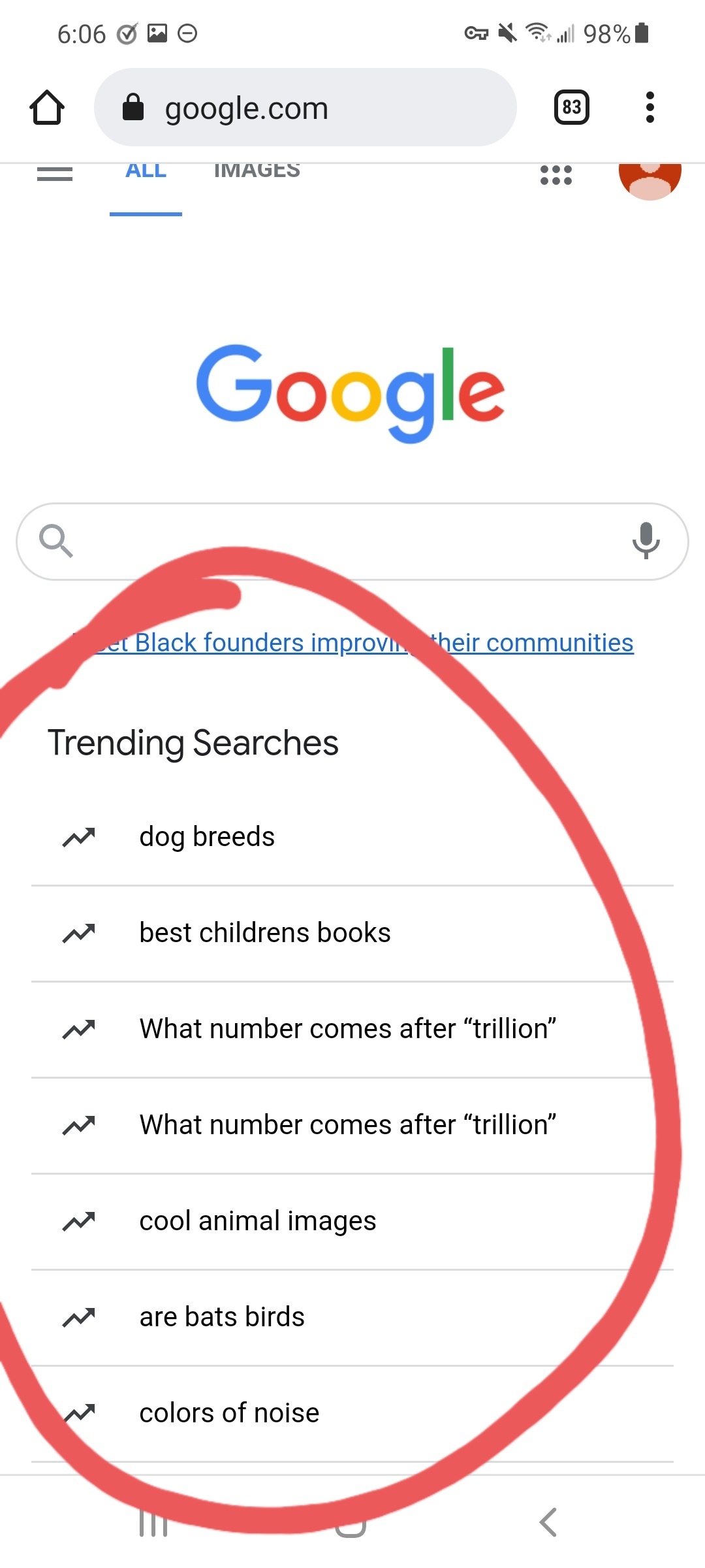 turn off google trending searches
